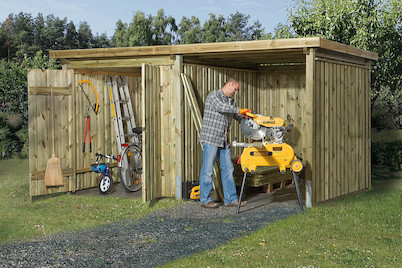 Image of Weka Lagerhaus 607 Variante 2 (288 x 389 x 199 cm), holz natur bei JUMBO