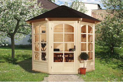 Image of Weka 8-Eck Pavillon 234 A 18.5mm mit 4 Fenstern (305 x 282 cm), Holz Natur bei JUMBO