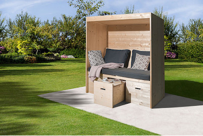 Image of Weka Gartenlaube Bozen 28mm Kastenform (85 x 167 cm), Holz Natur bei JUMBO