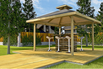 Image of Weka Gartenoase 651 Gr.2 mit Dachaufsatz (304 x 304 cm), holz natur bei JUMBO