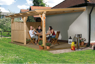 Image of Weka Terrassenüberdachung 672 Gr.3 (322 x 337 cm), holz natur bei JUMBO