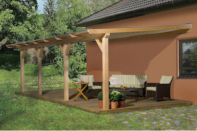 Image of Weka Terrassenüberdachung 672 Gr.5 (322 x 551 cm), holz natur bei JUMBO
