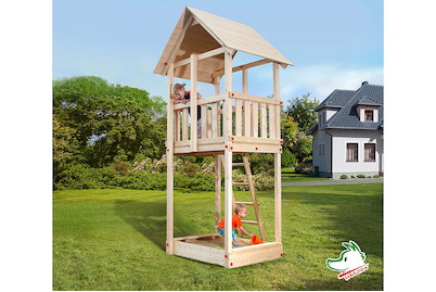Image of Weka Tabaluga Drachenturm mit Satteldach inkl. Sandkasten 100x124cm, holz natur bei JUMBO