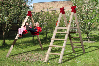 Image of Weka Tabaluga Doppelschaukel 816 A mit Podest (290x385cm), holz natur bei JUMBO