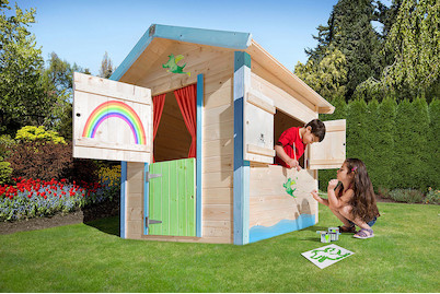 Image of Weka Tabaluga Kinder Spielhaus Drachenhöhle inkl. Fensterläden und Klapptür (122x122cm), holz natur bei JUMBO