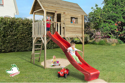 Image of Weka Tabaluga Kinderstelzenhaus 815 mit Wellenwasserrutsche 300cm, holz natur bei JUMBO