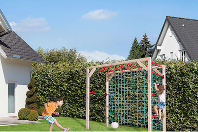 Image of Weka Tabaluga Klettergerüst/Hangelstation mit Tornetz (nur mit Befestigungsset 6.420.757 bestellen), holz natur bei JUMBO