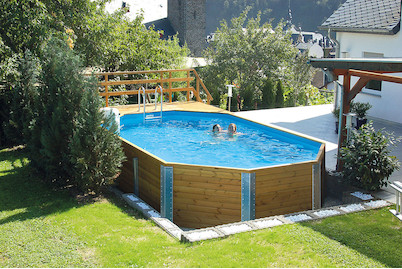 Image of Weka Massivholz Swimming Pool 594 Full Set 376x714cm (Holz), Natur bei JUMBO