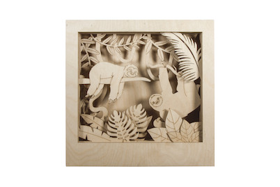 Image of Holzbaus. 3D-Motivr. Faultier, FSC 100%, 24x24x6,5cm, 11-tlg. , Box 1Set