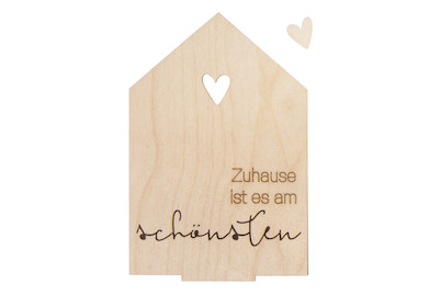Image of Holzmotiv Haus Zuhause ist es... Fsc100%, 12,1x18,2x0,4cm, 2-teilig, SB-Btl 1Set bei JUMBO