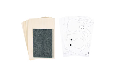 Image of Sperrholzplatten mit Vorlagen- Tiere, 300x200x4mm, 4 Platten, Beutel 1Set