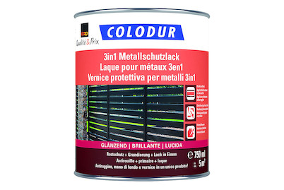 Image of Colodur 3in1 Metallschutzlack glänzend dunkelgrau 0.75L