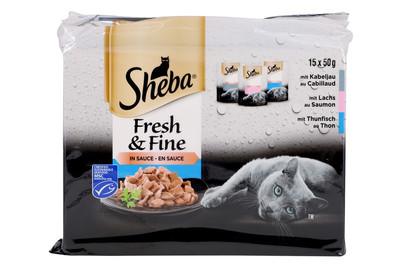 Image of Sheba Katzenfutter in Sauce Fresh & Fine Fisch 15x50g bei JUMBO