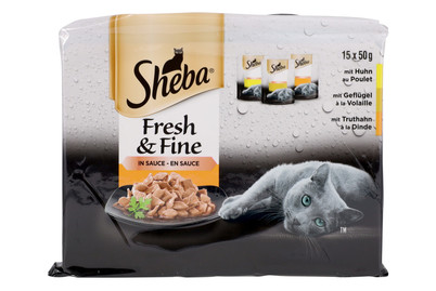Image of Sheba Katzenfutter in Sauce Fresh & Fine Geflügel 15x50g bei JUMBO