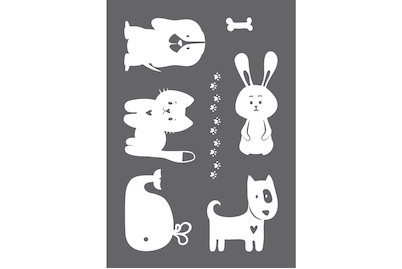 Image of Schablone Happy Animals A4, 1 Schablone+1 Rakel, SB-Btl Siebdruck-Schablone Happy Animals A4, 1 Schablone+1 Rakel, SB-Btl bei JUMBO