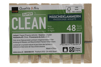 Image of Super Clean Wäschklammern Holz, Fsc, 48 Stück