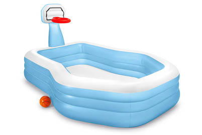 Image of Intex Swim Center Pool mit Basketball-Korb 257x188cm, blau-weiss bei JUMBO