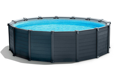 Image of Intex Graphite Grey Panel Swimming Pool 478cm (Kunststoff), holzoptik grau bei JUMBO