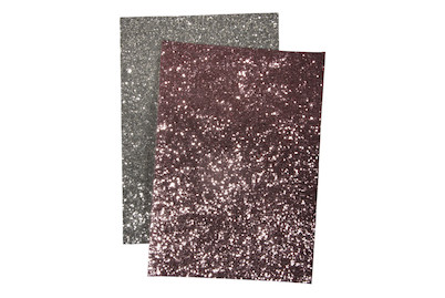 Image of Glitzerstoff, sort.silber/rosé, 14,8x21cm, 510g/m2, SB-Btl 2Bogen bei JUMBO