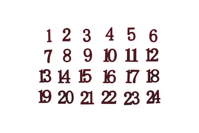 Image of Holz Zahlen 1-24, Samt Optik, 3cm ø, Box 24Stück bei JUMBO