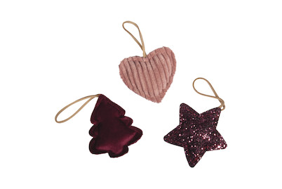 Image of Anhänger: Baum, Herz, Stern, 7cm ø, sortiert, Box 3Stück bei JUMBO