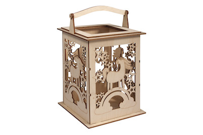 Image of Holz Laterne Einhorn m. Griff,FSCMixCred, 15,3x15,3x26,5cm, 15-tlg., Box 1Set bei JUMBO