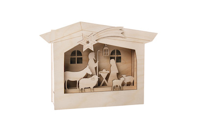 Image of Holzbaus.3D-Motivrahmen,FSCMixCred., 24x24x6,3cm, Krippe, 13-tlg., Box 1Set bei JUMBO