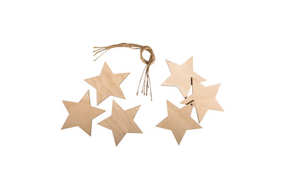 Image of Holz Hänger Stern, FSCMixCred., 7,5cm ø, 0,3cm, SB-Btl 6Stück bei JUMBO