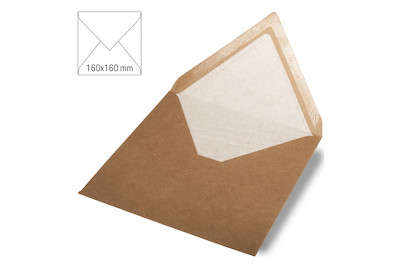Image of Kuvert quadratisch, kraft, FSC Rec.Cred, 160x160mm, 90g/m2, Beutel 5Stück bei JUMBO