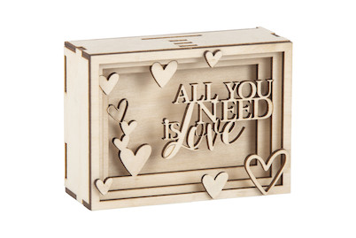 Image of Holz 3D Geschenkbox Love ,FSCMixCred, 11,5x8,5x5cm, 14 tlg. Bausatz, Box 1Set