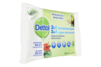Image of Dettol Desinfektionstücher 2in1 15 Stück bei JUMBO