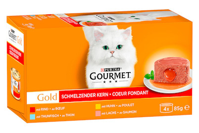 Image of Gourmet Gold Katzenfutter Pastete Schmelzender Kern 4x85g bei JUMBO