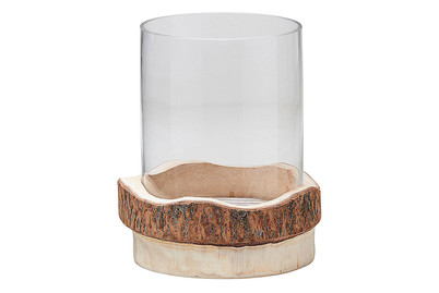 Image of Windlicht Glas/Holz ØxH 25x38.5 cm bei JUMBO