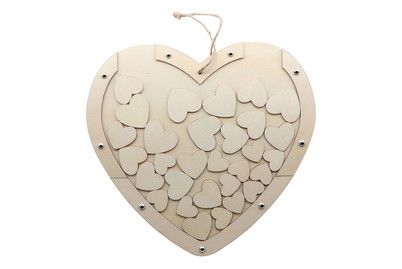 Image of Herz mit Hänger Holz 30 x 27.5 cm natur, mit 30 kleinen Herzen bei JUMBO