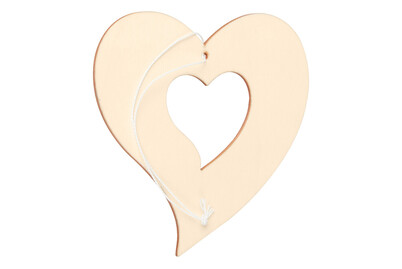 Image of Holzherz offen, mit Hänger natur, 12 x 12 cm bei JUMBO