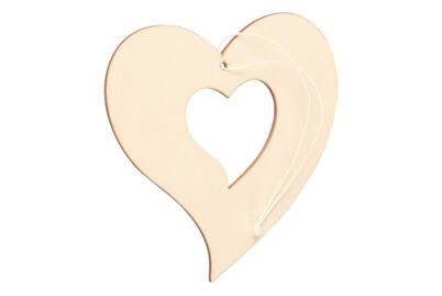 Image of Holzherz offen, mit Hänger natur, 10 x 10 cm bei JUMBO