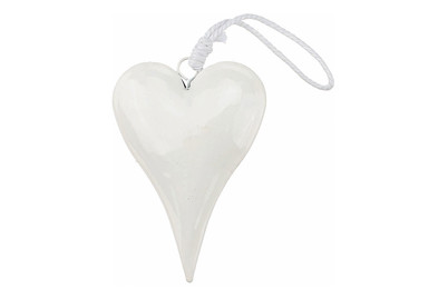 Image of Metallherz, weiss, mit Hänger 6.7 x 10 x 1.7 cm bei JUMBO