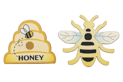 Image of Streuteile Bienen+Korb, 8St Holz, sortiert, 3.8 x 3.2 x 0.1 cm bei JUMBO