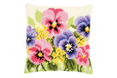 Image of Kreuzstichkissen, Stiefmütterchen bei JUMBO