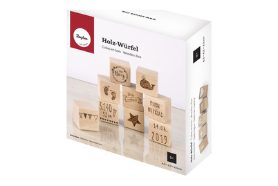 Image of Holz-Würfel, 4,5x4,5x4,5cm, Box 9Stück bei JUMBO