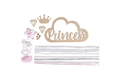 Image of BP: Holzhänger mit Bänder Princess , Holzhänger: 22x12,5cm, SB-Btl 1Set bei JUMBO