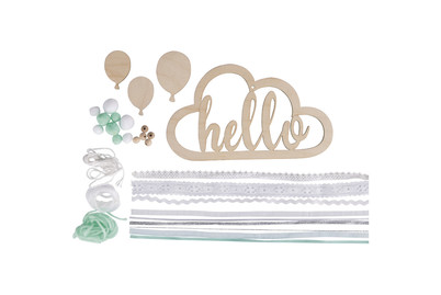 Image of BP: Holzhänger mit Bänder Hello , Holzhänger: 22x12,5cm, SB-Btl 1Set bei JUMBO