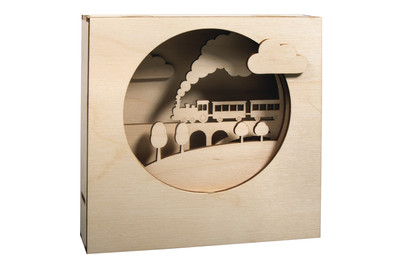 Image of Holzbausatz 3D-Motivrahmen, FSCMixCred., 15,5x15,5x3,4cm, Zug, 13tlg., Box 1Set