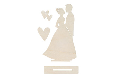 Image of Holzmotiv Brautpaar, FSCMixCred, 9x15,5cm, 4-teilig, SB-Btl 1Set bei JUMBO
