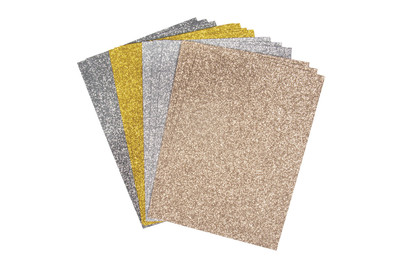 Image of Glitterpapier Mix - Basics, A5,selbstkl., 14,8x21cm, 130g/m2, 4 Farben, 12Blatt bei JUMBO
