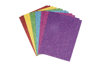 Image of Glitterpapier Mix - Bunt, A5, selbstkl., 14,8x21cm, 130g/m2, 6 Farben, 12Blatt bei JUMBO