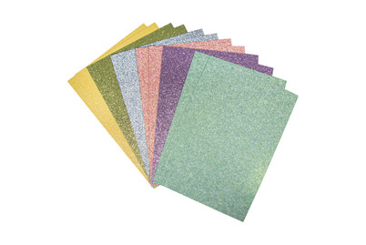 Image of Glitterpapier Mix - Pastell,A5,selbstkl., 14,8x21cm, 130g/m2, 6 Farben, 12Blatt bei JUMBO