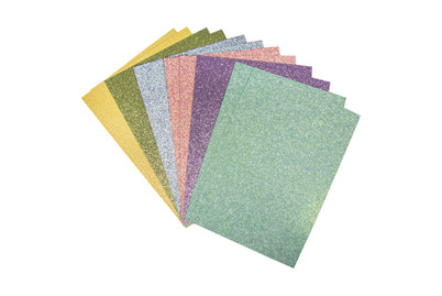 Image of Glitterpapier Mix - Pastell,A5,selbstkl., 14,8x21cm, 130g/m2, 6 Farben, 12Blatt