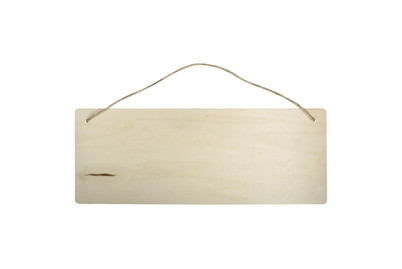 Image of Holz Schild Rechteck, Fsc100%, 40x15x0,6cm, mit Jutegarn bei JUMBO