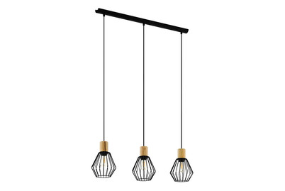 Image of Eglo Hängeleuchte Palmorla E27 schwarz/Holz bei JUMBO